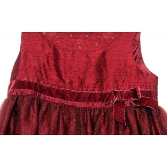 2006 Gymboree Family Portrait Red Silk Dress sz 3T Velvet Bow Long Mesh Formal - Picture 4 of 8